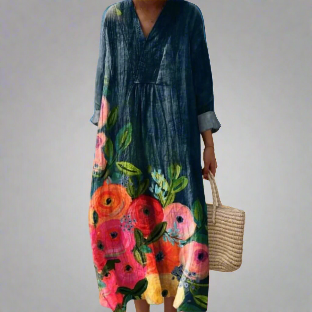 Poppy | Vestido Maxi Floral em Algodão Aquarela