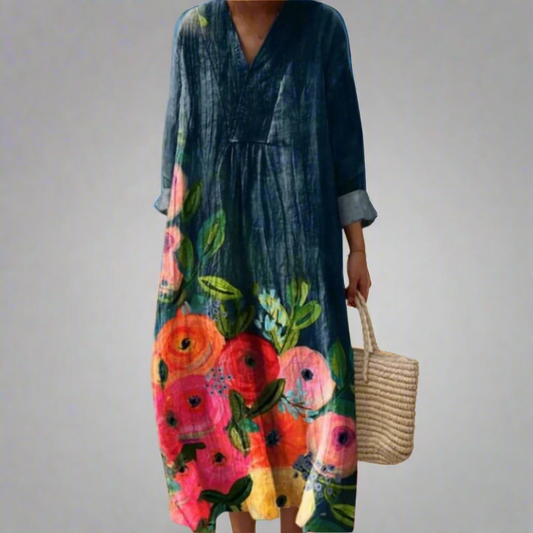 Poppy | Vestido Maxi Floral em Algodão Aquarela