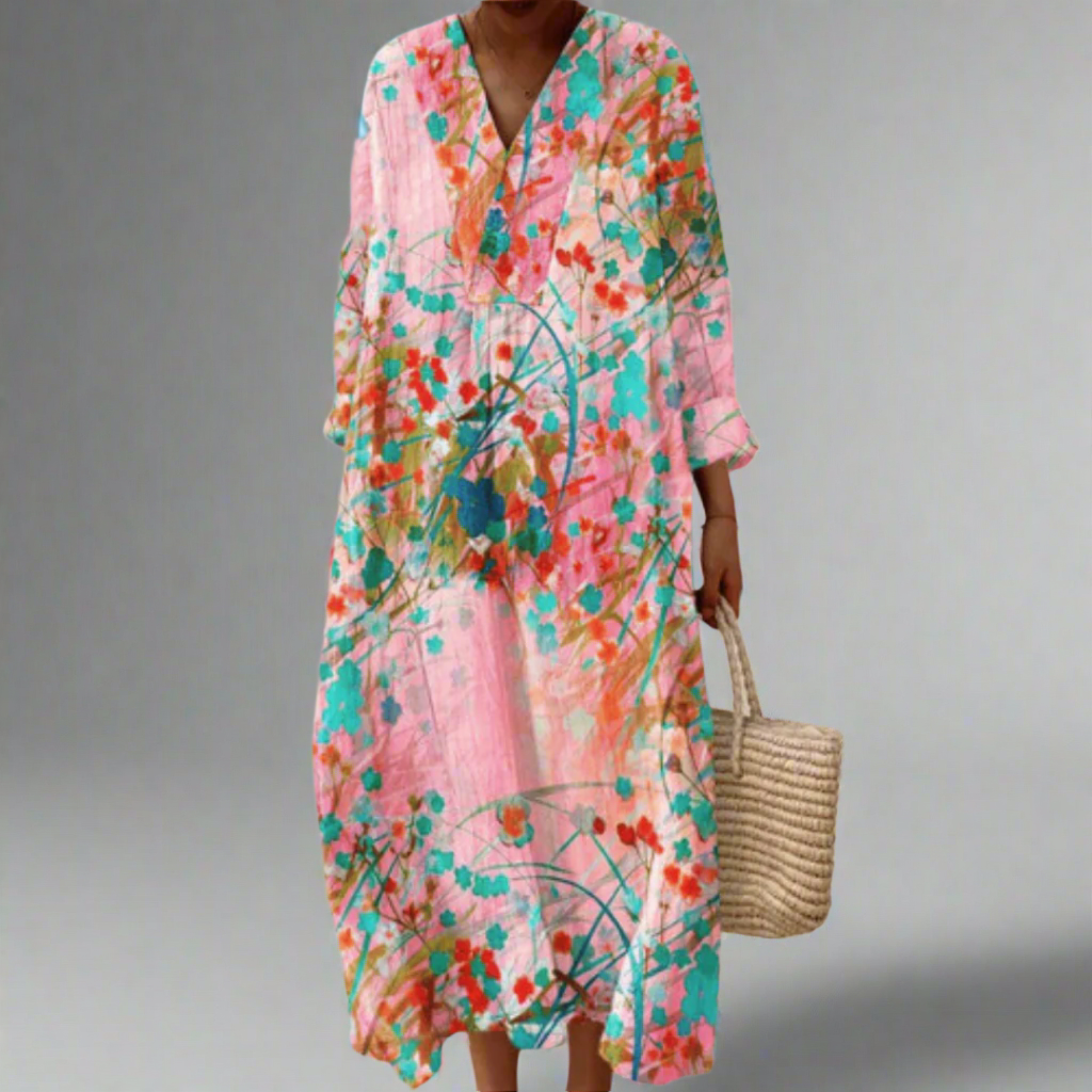 Lana | Vestido Floral Fluido em Tons Suaves