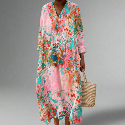 Lana | Vestido Floral Fluido em Tons Suaves