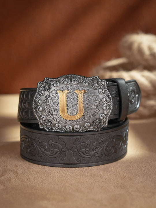 Cinto de couro Honor Lasso com inicial personalizado