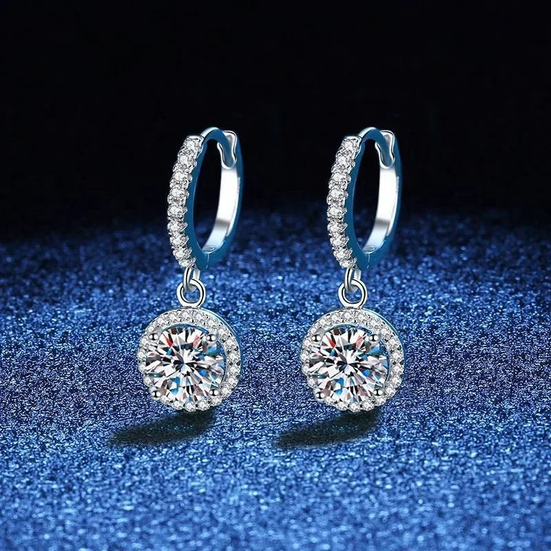 Brincos de Moissanite 1 Quarteirão em Prata Esterlina