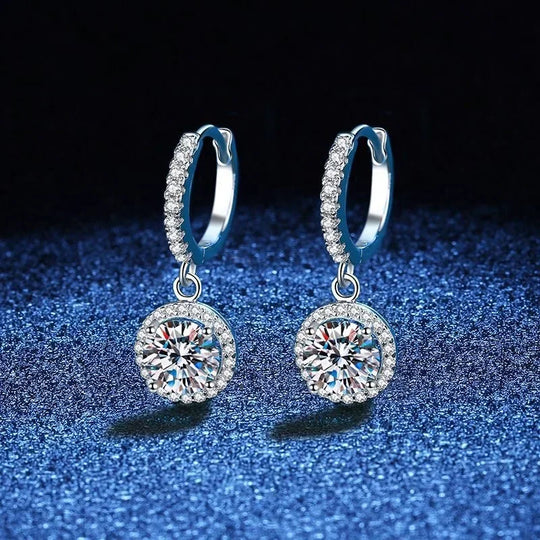 Brincos de Moissanite 1 Quarteirão em Prata Esterlina