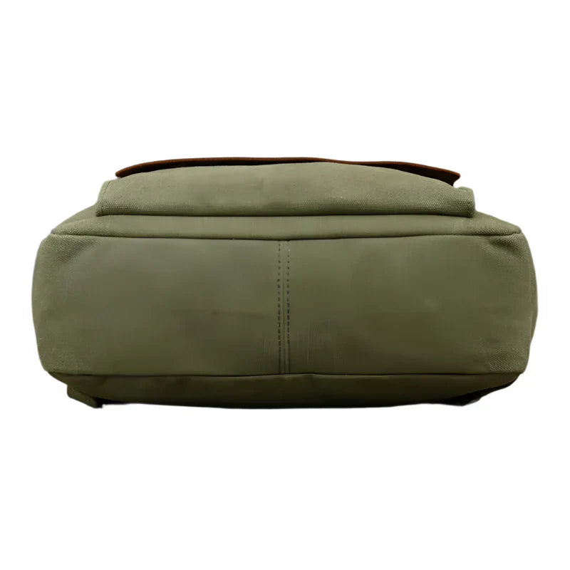 Mochila de Couro e Lona Genuine | Mochila Vintage para Laptop de Faculdade