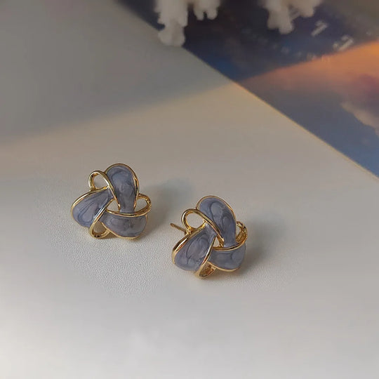 Brincos de Estudo Oco de Esmalte Roxo Vintage