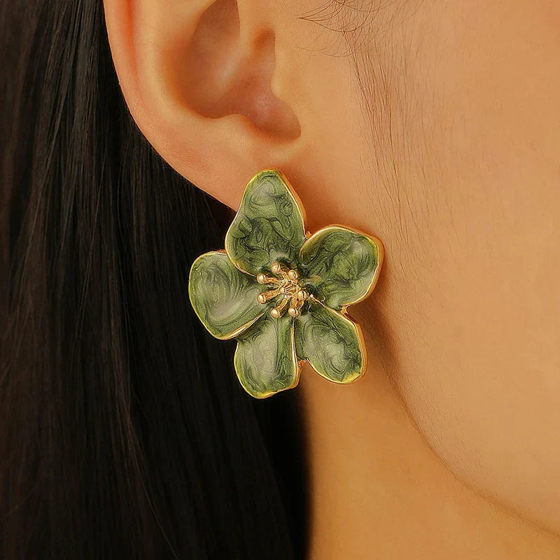 Brincos de Estudo em Esmalte Verde Vintage
