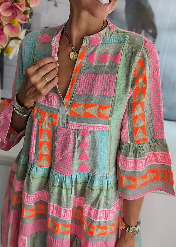 Ava - Vestido de Verão de Cânhamo com Decote em V Chic