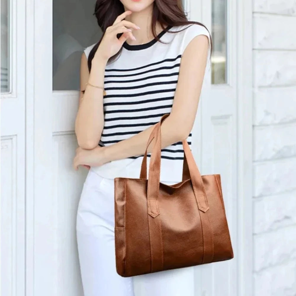 Susan - Bolsa de Ombro de Couro Luxuosa Minimalista