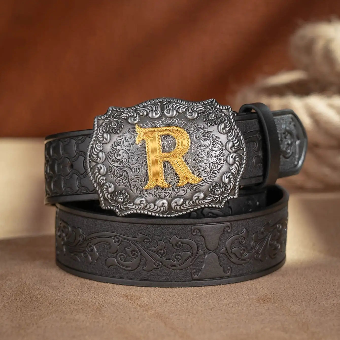 Cinto de couro Honor Lasso com inicial personalizado