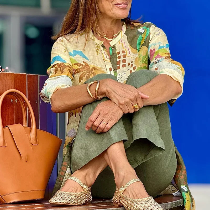 Gabija - Elegante Conjunto de Verão em Linho