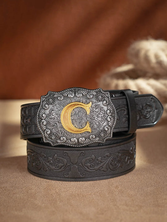 Cinto de couro Honor Lasso com inicial personalizado