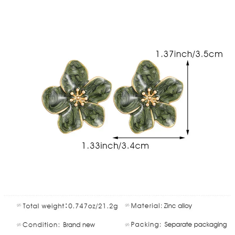 Brincos de Estudo em Esmalte Verde Vintage