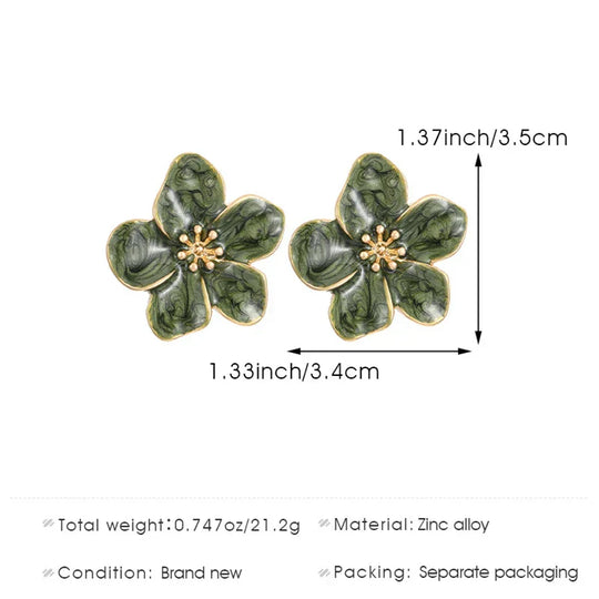 Brincos de Estudo em Esmalte Verde Vintage
