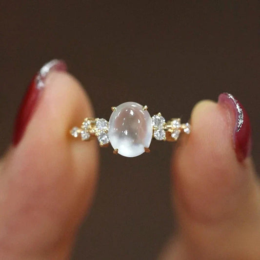 Anel de Diamante com Pedra da Lua Lunar Glow