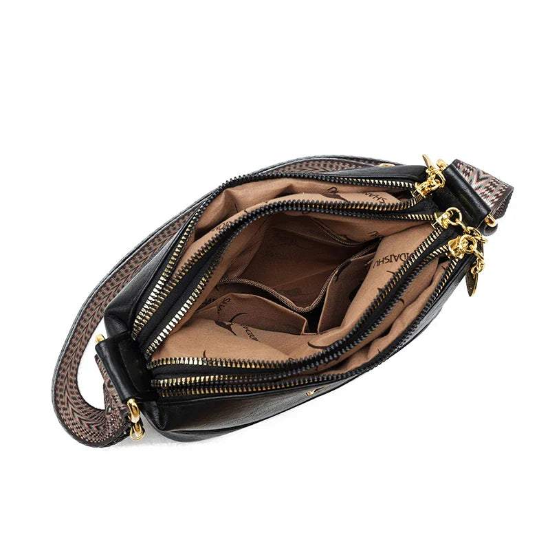 Bolsa de ombro em couro refinado Amanda