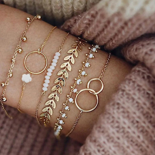 Conjunto de Pulseiras Boho Douradas