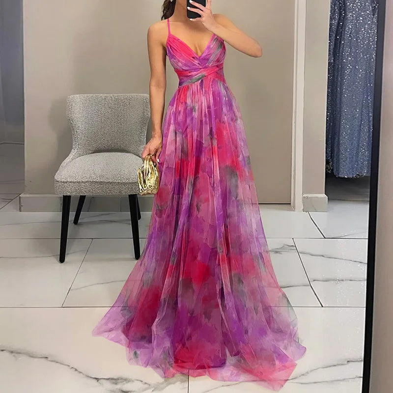 Giselle - Vestido longo com estampa floral encantadora