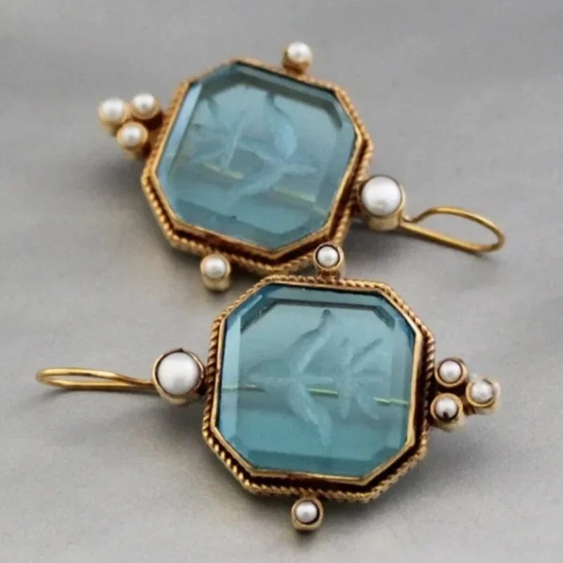 Brincos de Pérola Geométricos Elegantes e Vintage