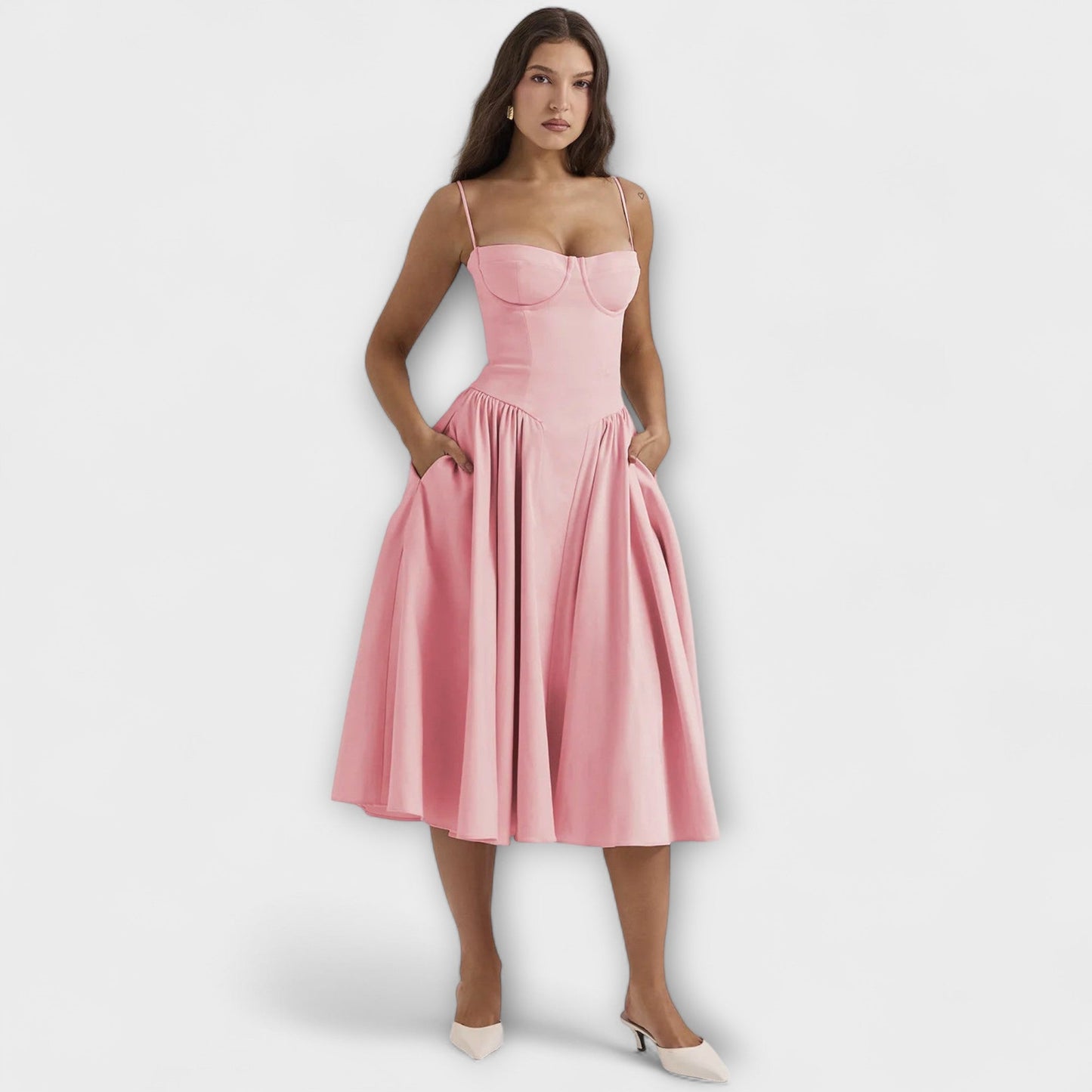 Rosalie - Vestido de Corset Sem Mangas Refinado