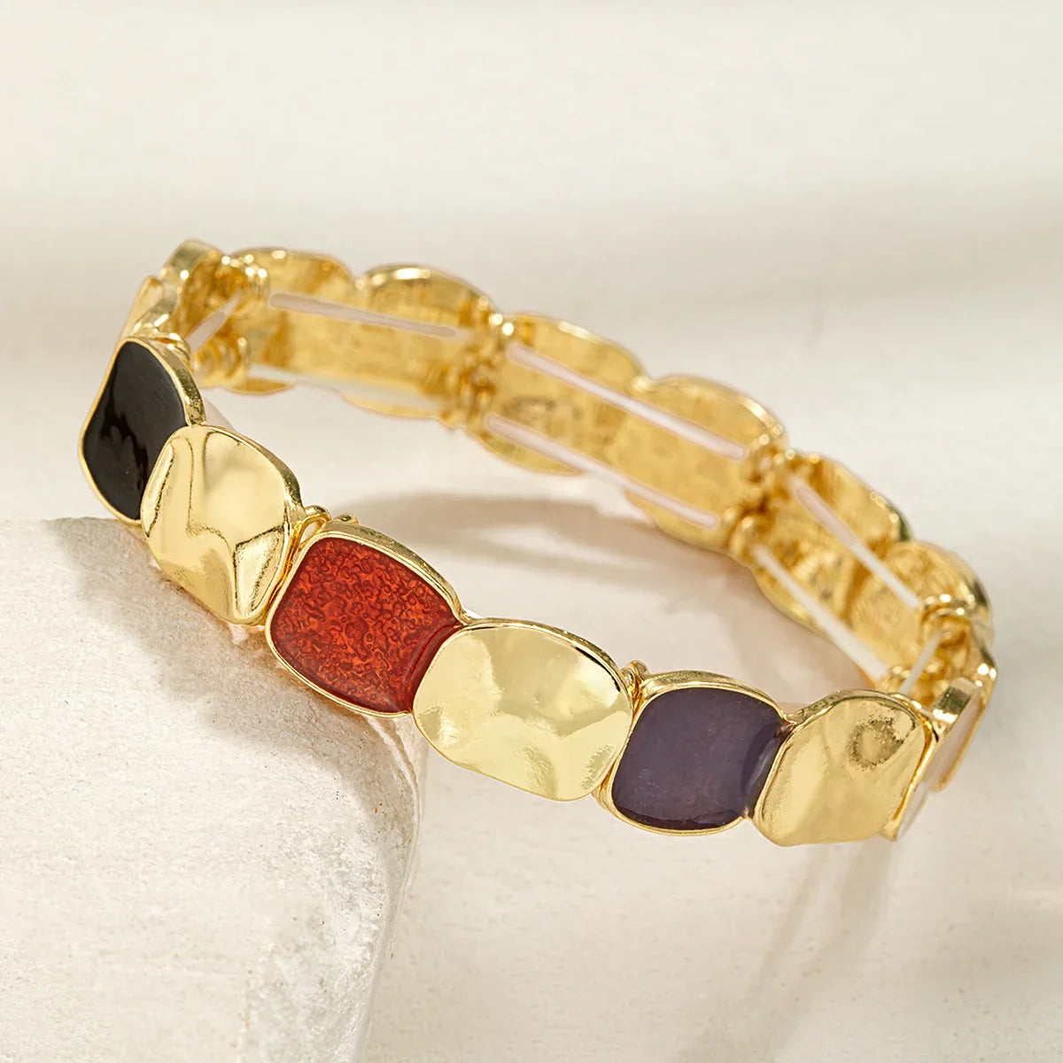 Pulseira Elástica de Esmalte Geométrica Boêmia