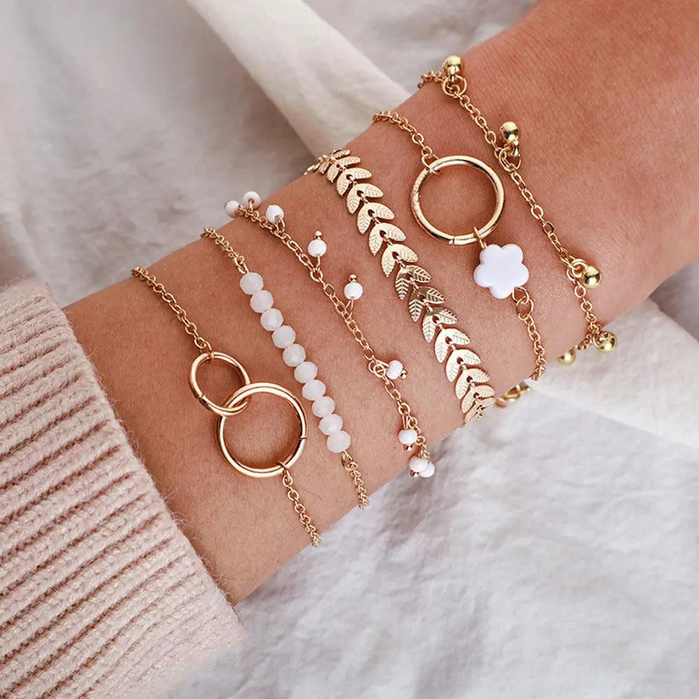 Conjunto de Pulseiras Boho Douradas