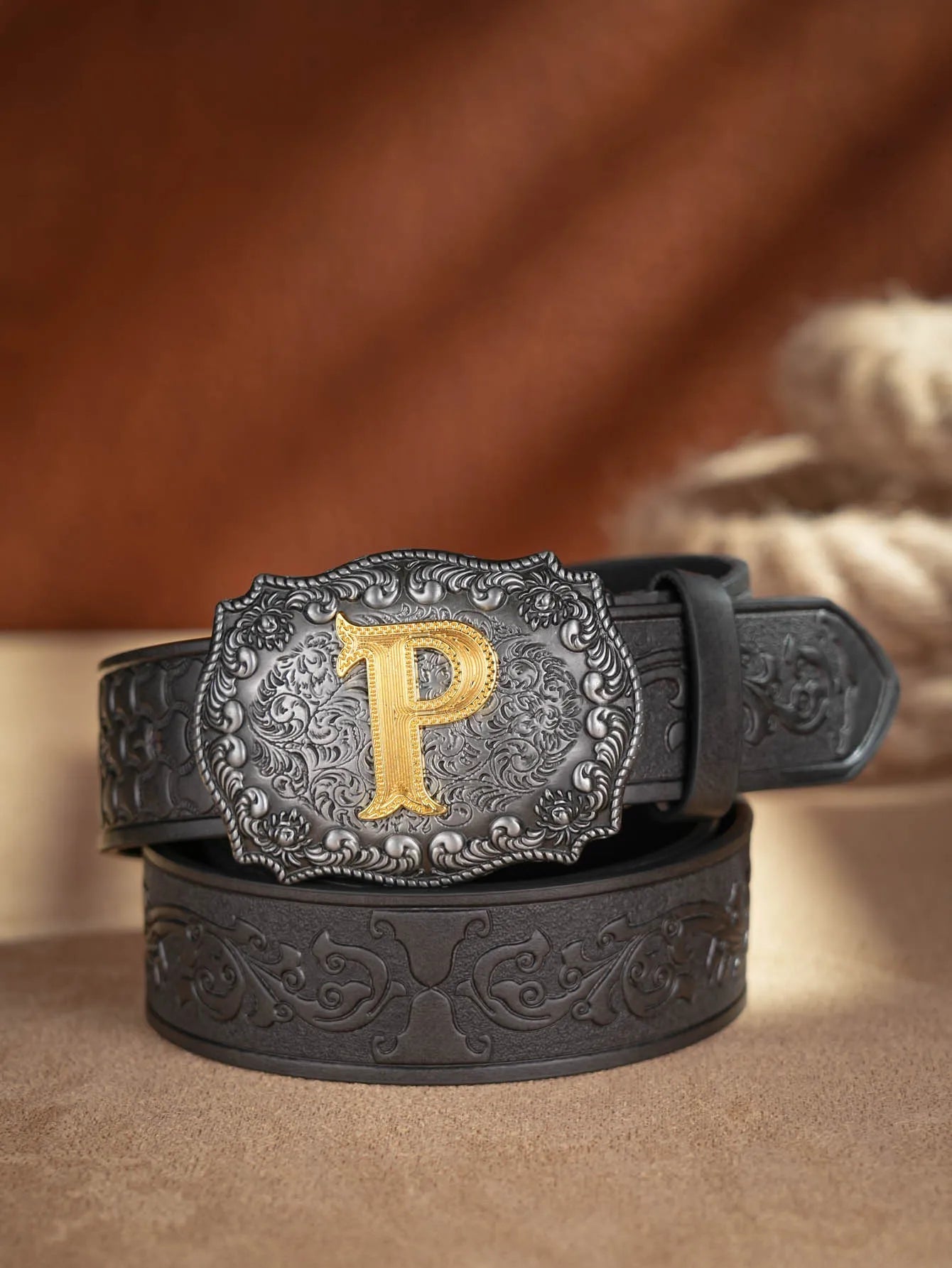 Cinto de couro Honor Lasso com inicial personalizado