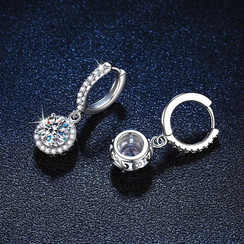 Brincos de Moissanite 1 Quarteirão em Prata Esterlina