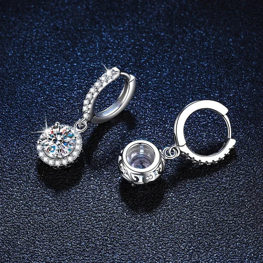 Brincos de Moissanite 1 Quarteirão em Prata Esterlina