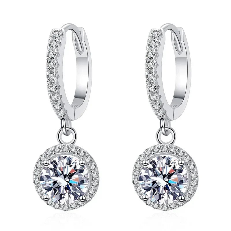 Brincos de Moissanite 1 Quarteirão em Prata Esterlina