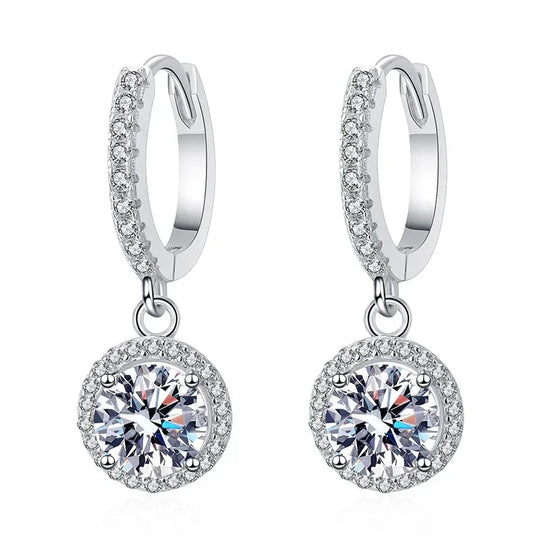 Brincos de Moissanite 1 Quarteirão em Prata Esterlina