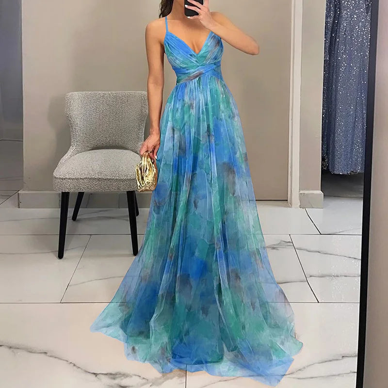 Giselle - Vestido longo com estampa floral encantadora