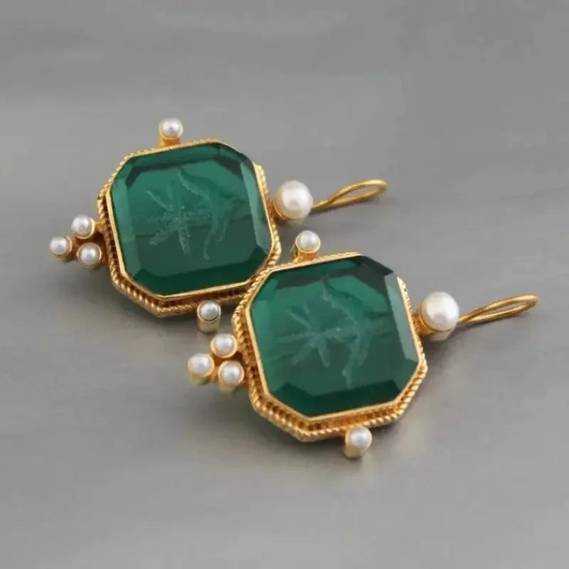 Brincos de Pérola Geométricos Elegantes e Vintage