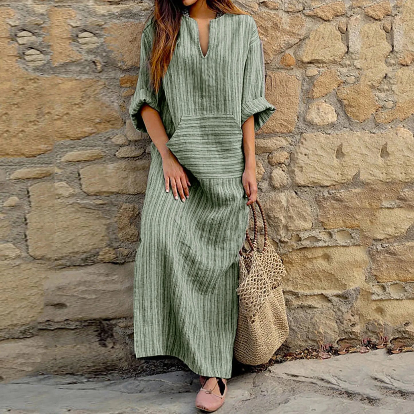 Yvonne - Vestido Maxi Listrado
