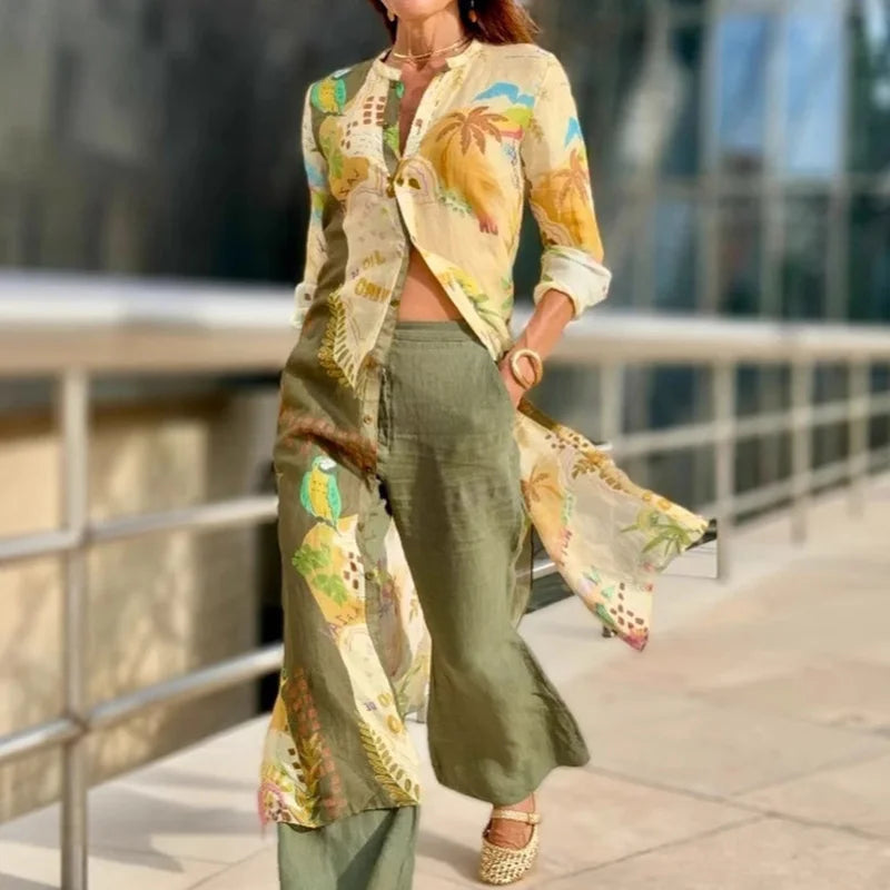 Gabija - Elegante Conjunto de Verão em Linho