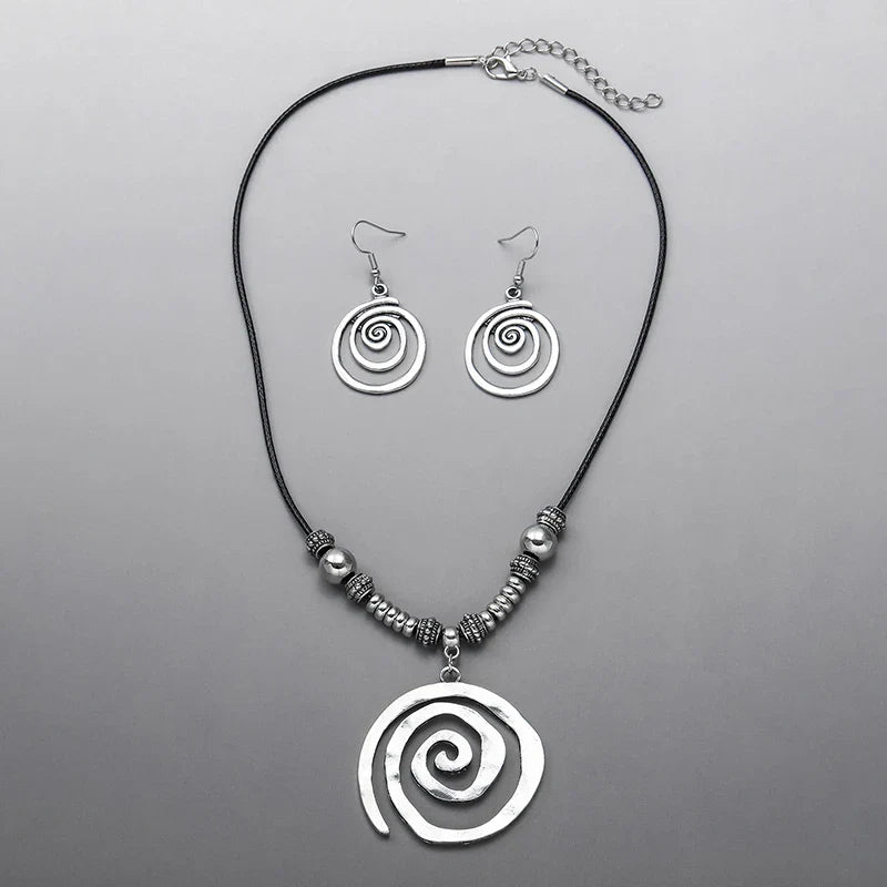 Conjunto de Colar e Brincos Espiral