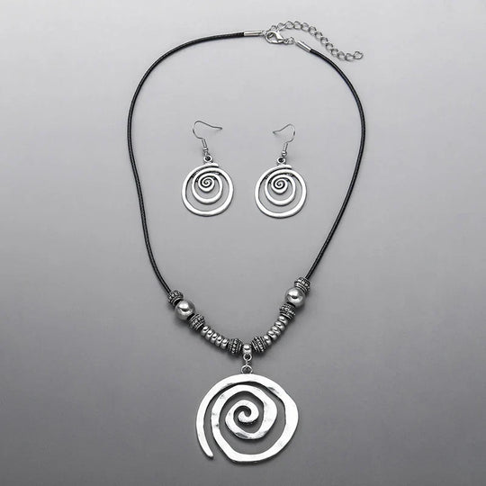 Conjunto de Colar e Brincos Espiral