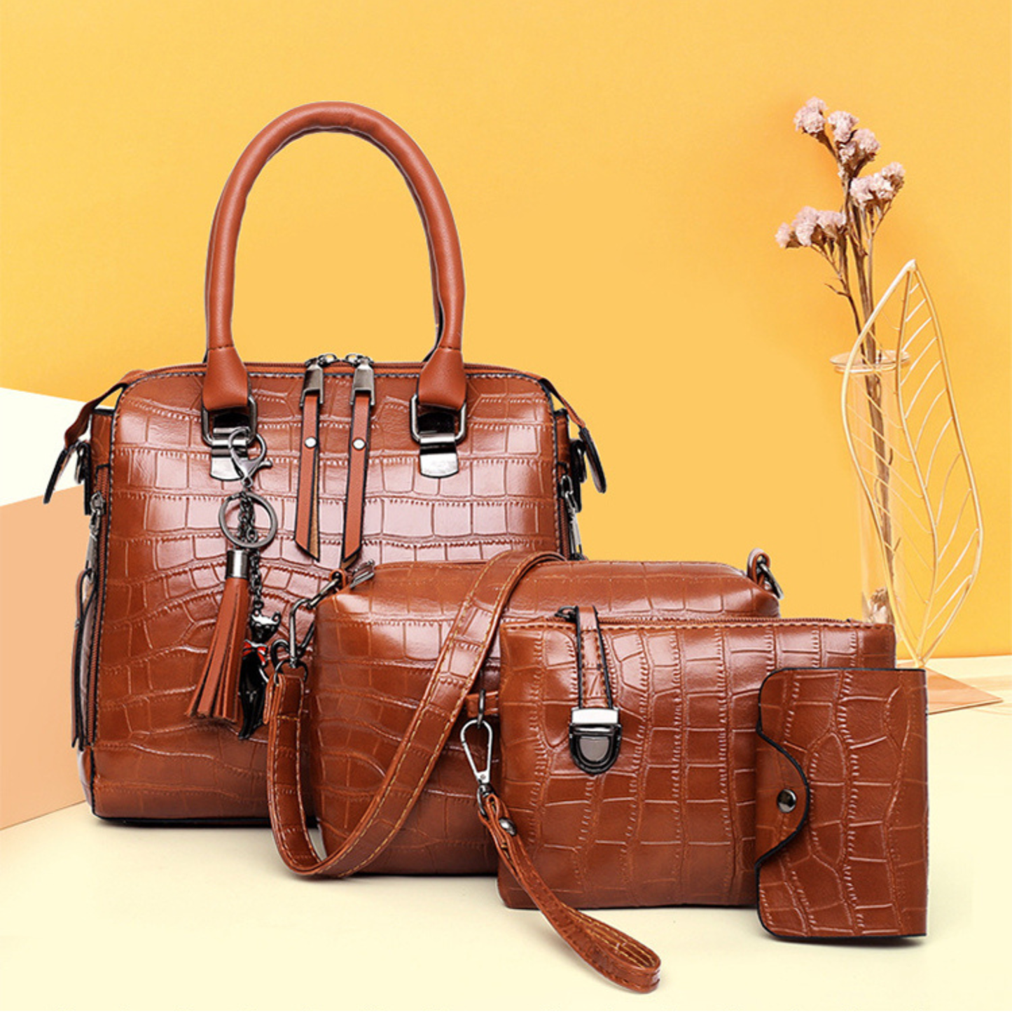 Evelyn - Elegância do Dia a Dia Conjunto de Bolsas de Couro com 4 Peças