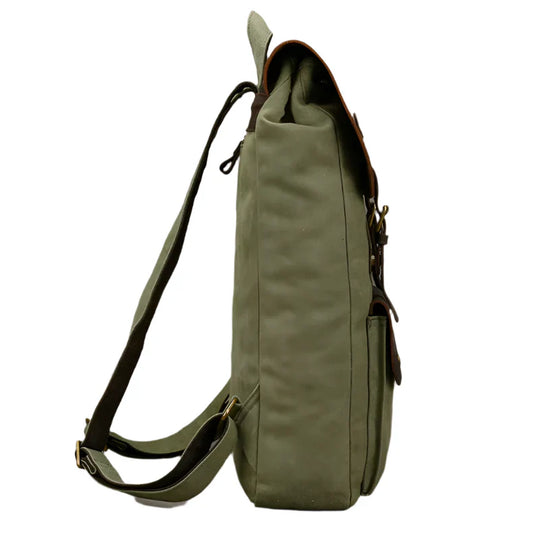 Mochila de Couro e Lona Genuine | Mochila Vintage para Laptop de Faculdade