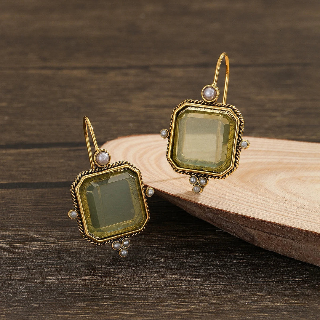 Brincos de Pérola Geométricos Elegantes e Vintage