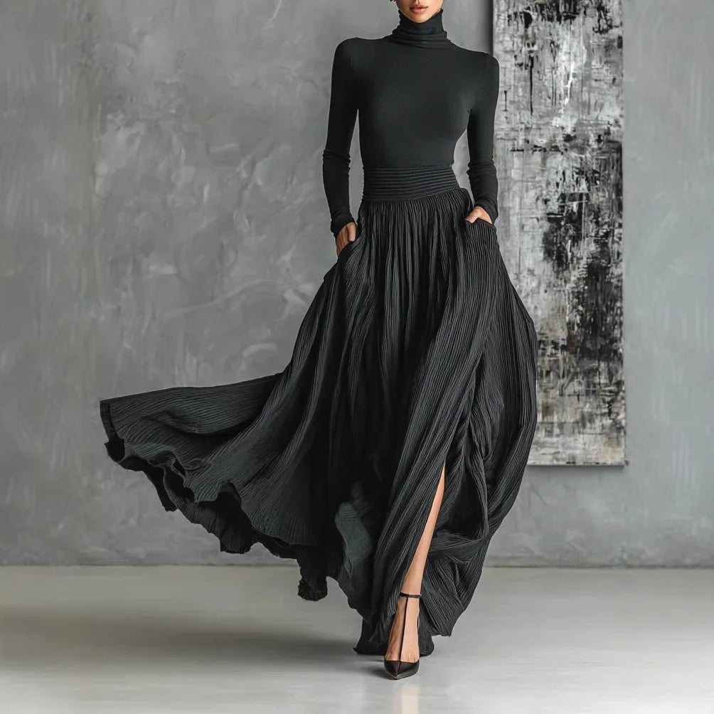 Keziah - Vestido Longo Plissado Elegante