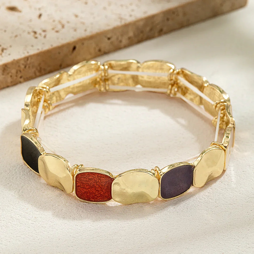 Pulseira Elástica de Esmalte Geométrica Boêmia