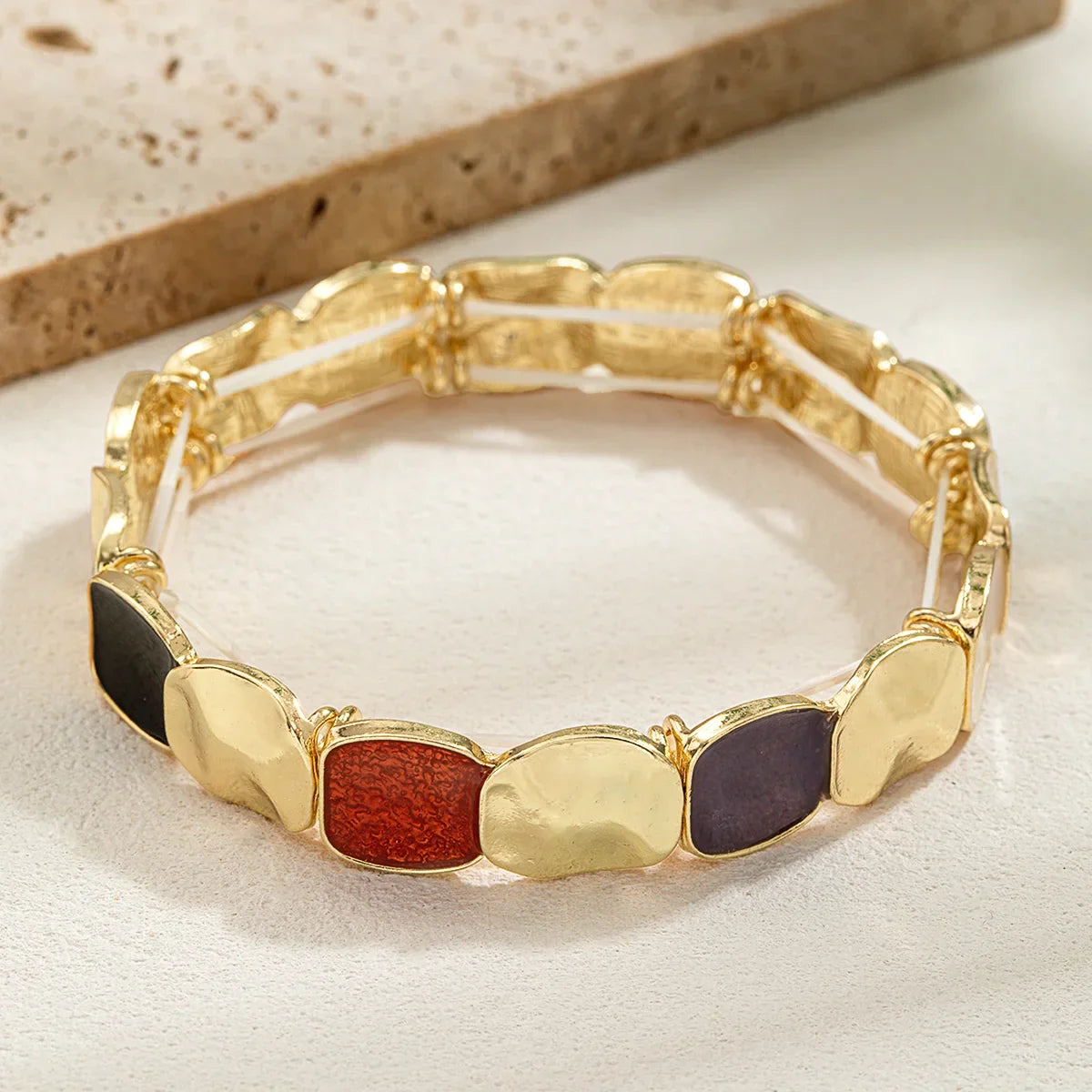 Pulseira Elástica de Esmalte Geométrica Boêmia