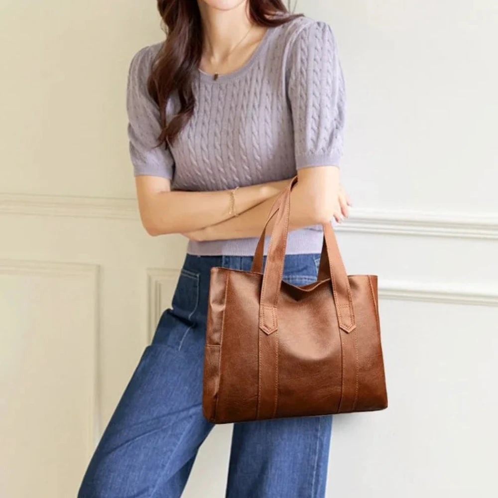 Susan - Bolsa de Ombro de Couro Luxuosa Minimalista