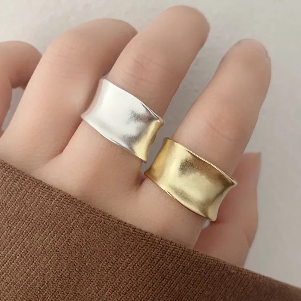 Anel Largura Ajustável Vintage em Ouro e Prata