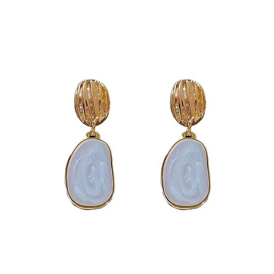 Brincos Vintage de Esmalte em Forma Oval