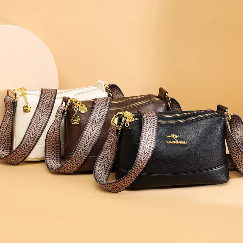 Bolsa de ombro em couro refinado Amanda