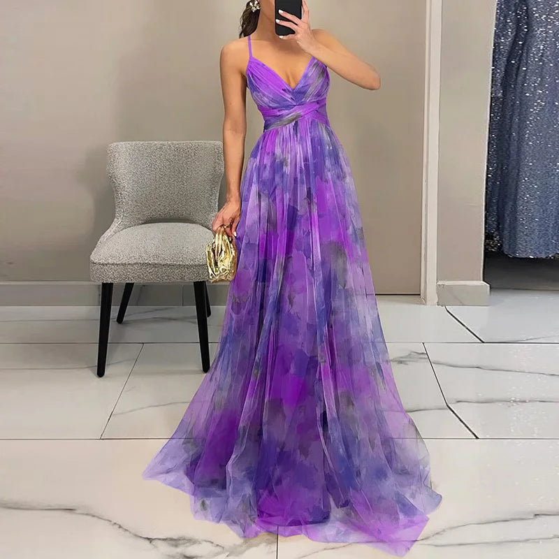 Giselle - Vestido longo com estampa floral encantadora