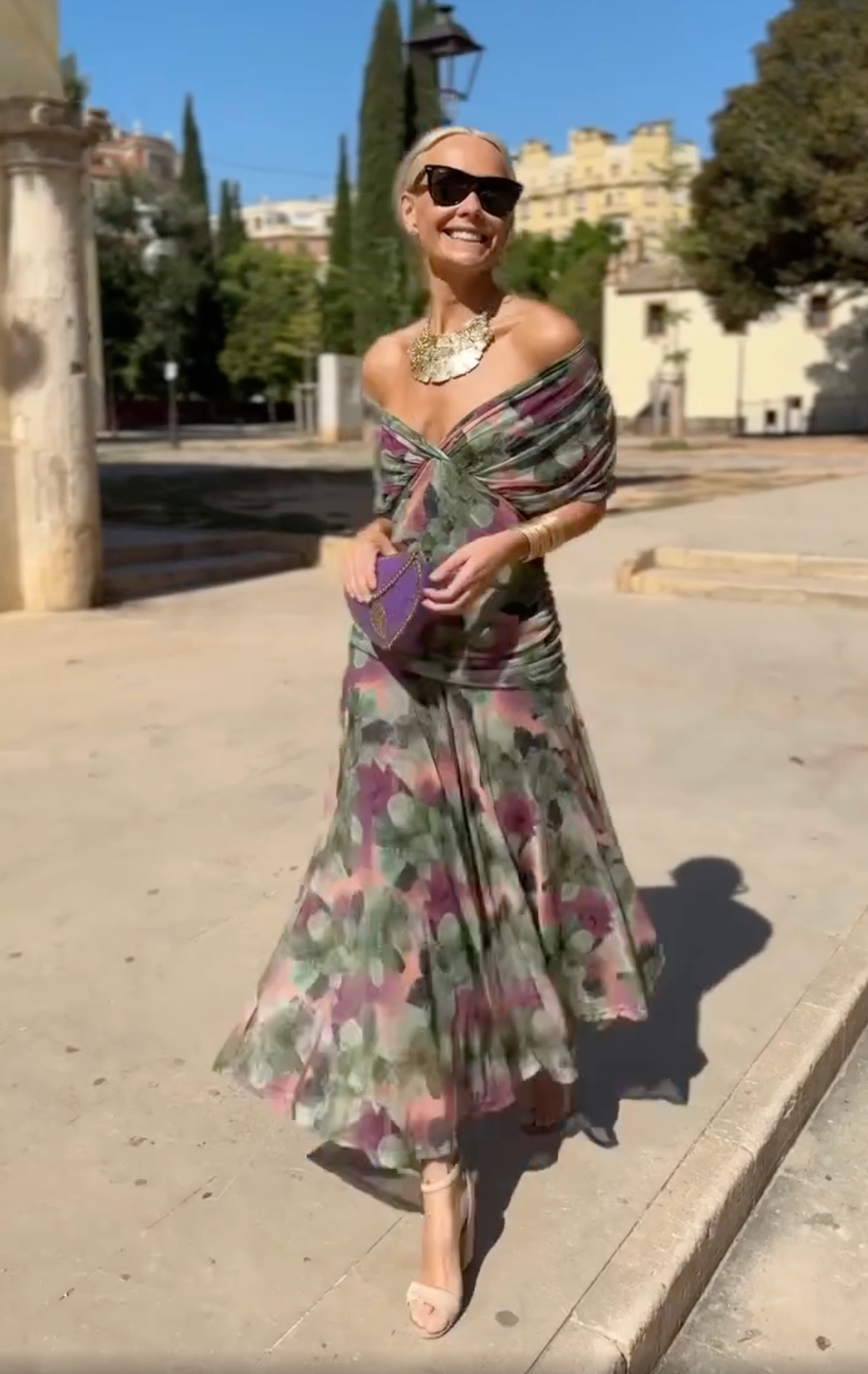 Eloria | Vestido Elegante Feminino | Vestido Floral Longo Romântico