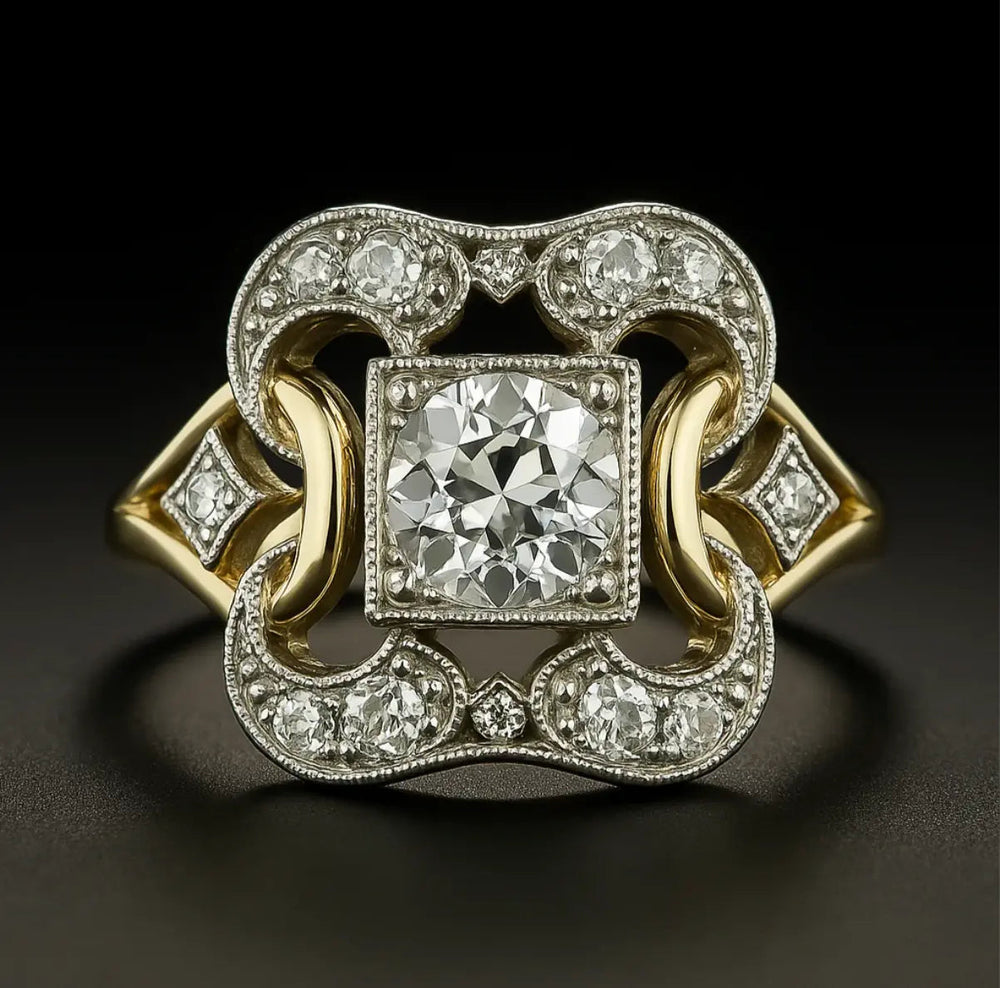 Anel de Ouro com Zircônia Vintage
