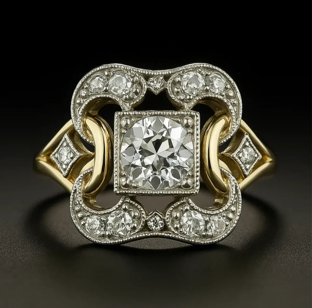 Anel de Ouro com Zircônia Vintage